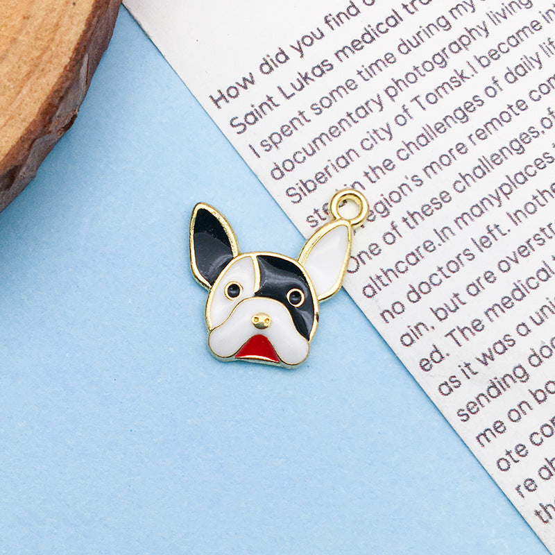 Wholesale Cartoon Japanese Cute Puppy Dog Drip Oil Alloy Necklace Bracelet Pendant